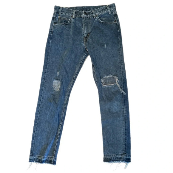 Levi's Orange Tab Jeans 27 x 27 505C Distressed  Medium Wash Grunge Punk Slim - Picture 1 of 16